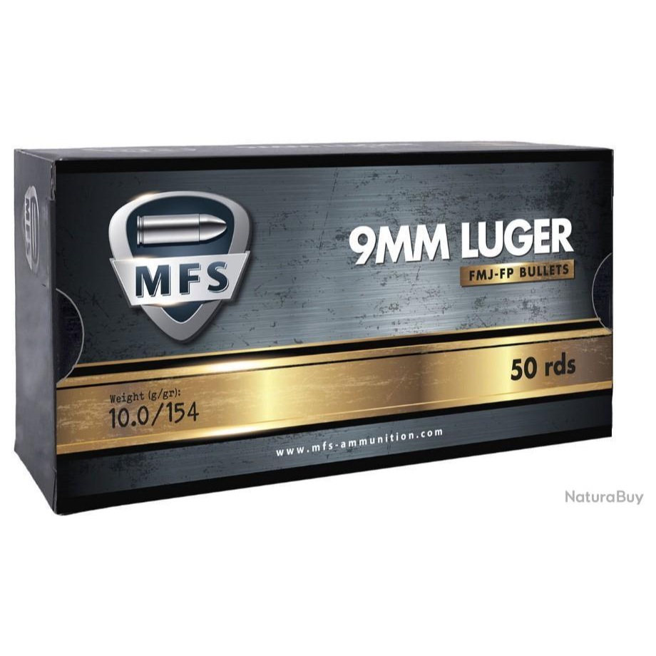 50 Munitions MFS Cal.9×19 mm FMJ Subsonique 154 grs